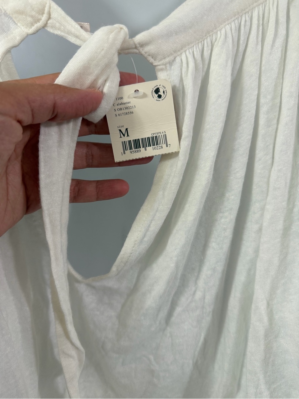 Free People Sunsetter Tee in Alabaster -  White Pleated V-Neck Flow Top - Picture 10 of 11